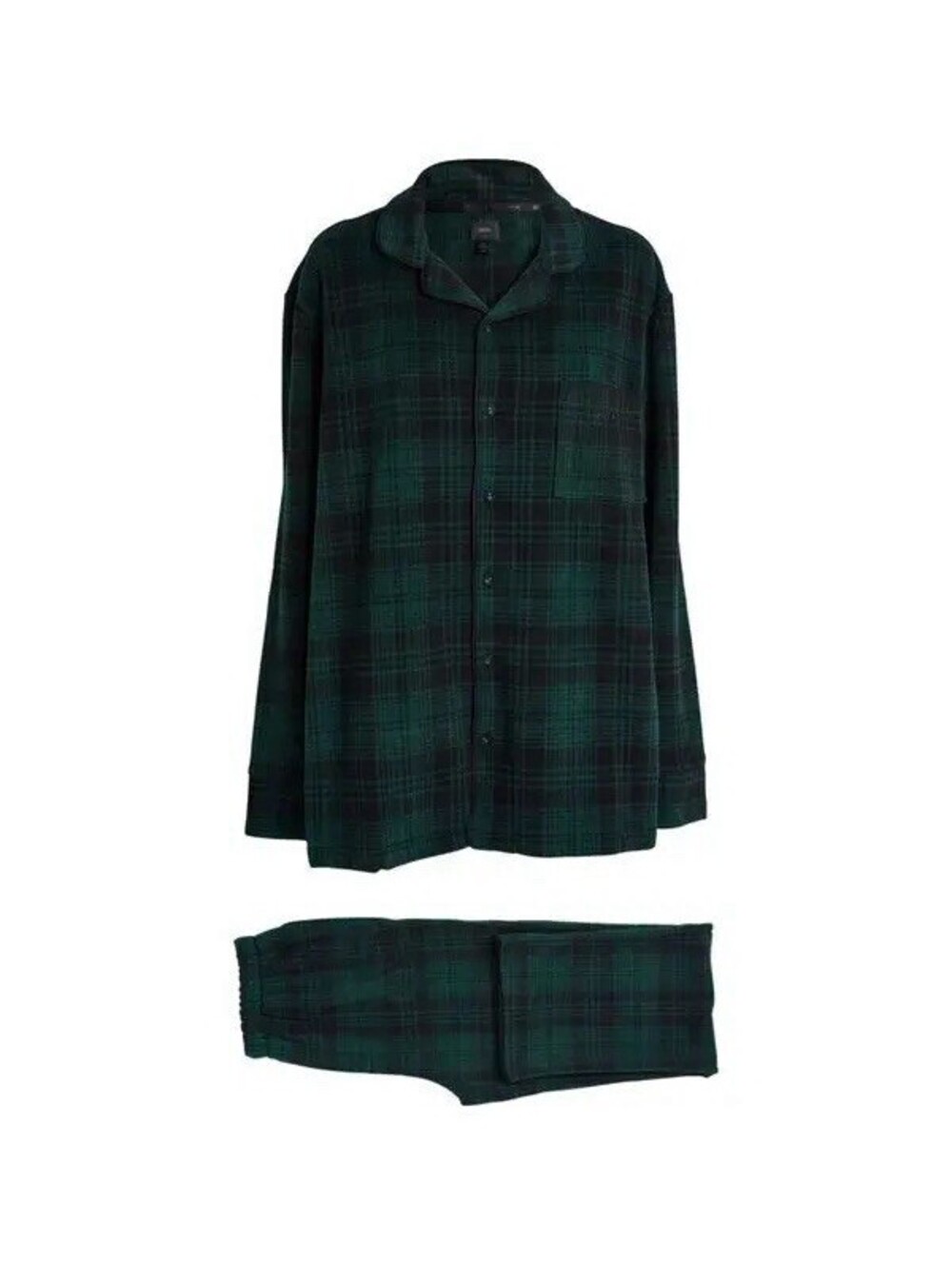 Skims Plaid Dark Green Pajama Set Womens Size L 100% Cotton Cozy Sleepwear Kim K